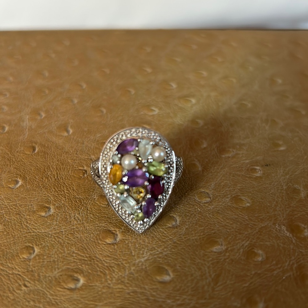 Sterling and real gemstone size 7
